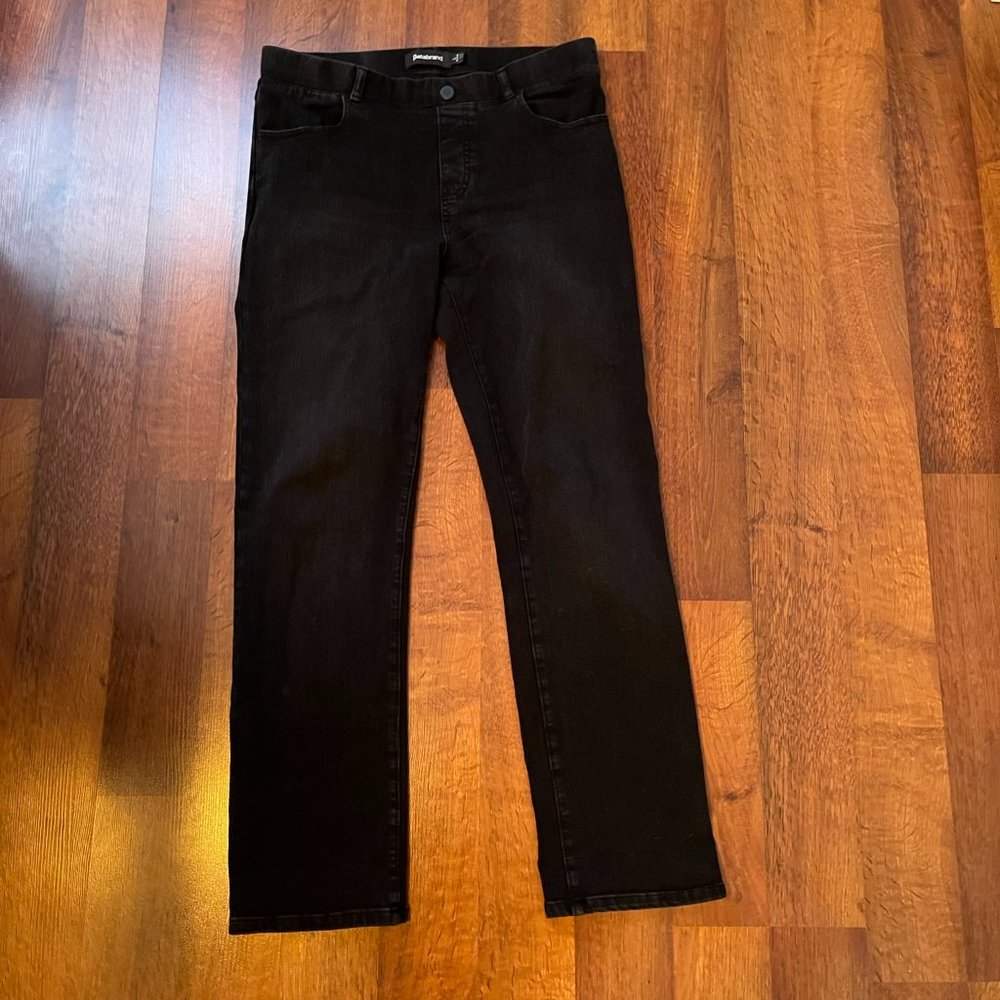 Straight-Leg | 4-Pocket Betabrand Yoga Denim (Washed Black)